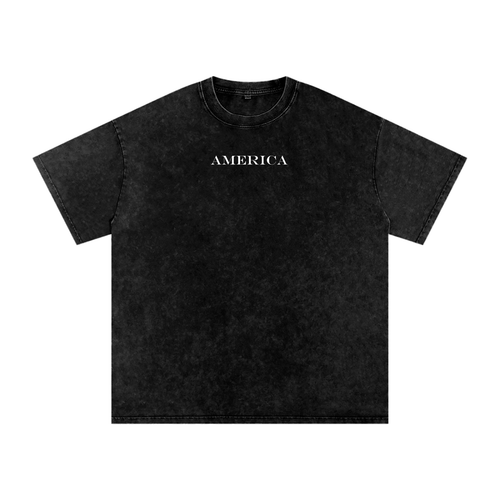 America Snow Washed Oversized Cotton T-Shirt