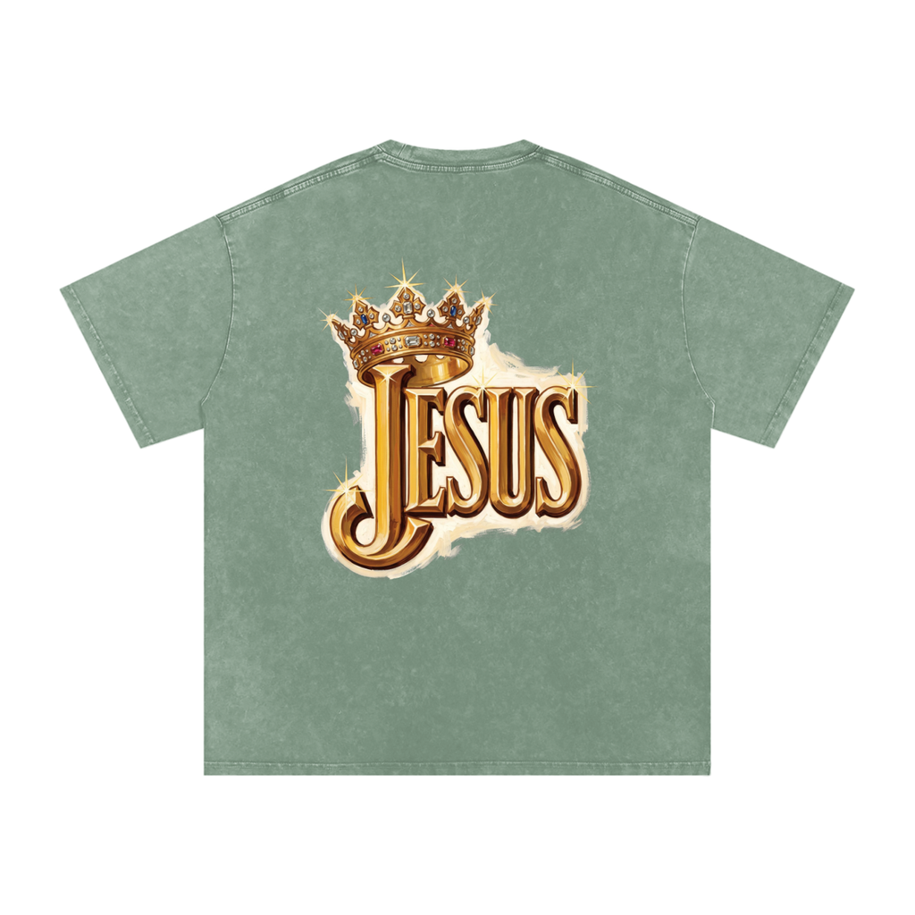 Jesus Snow Washed Oversized Cotton T-Shirt