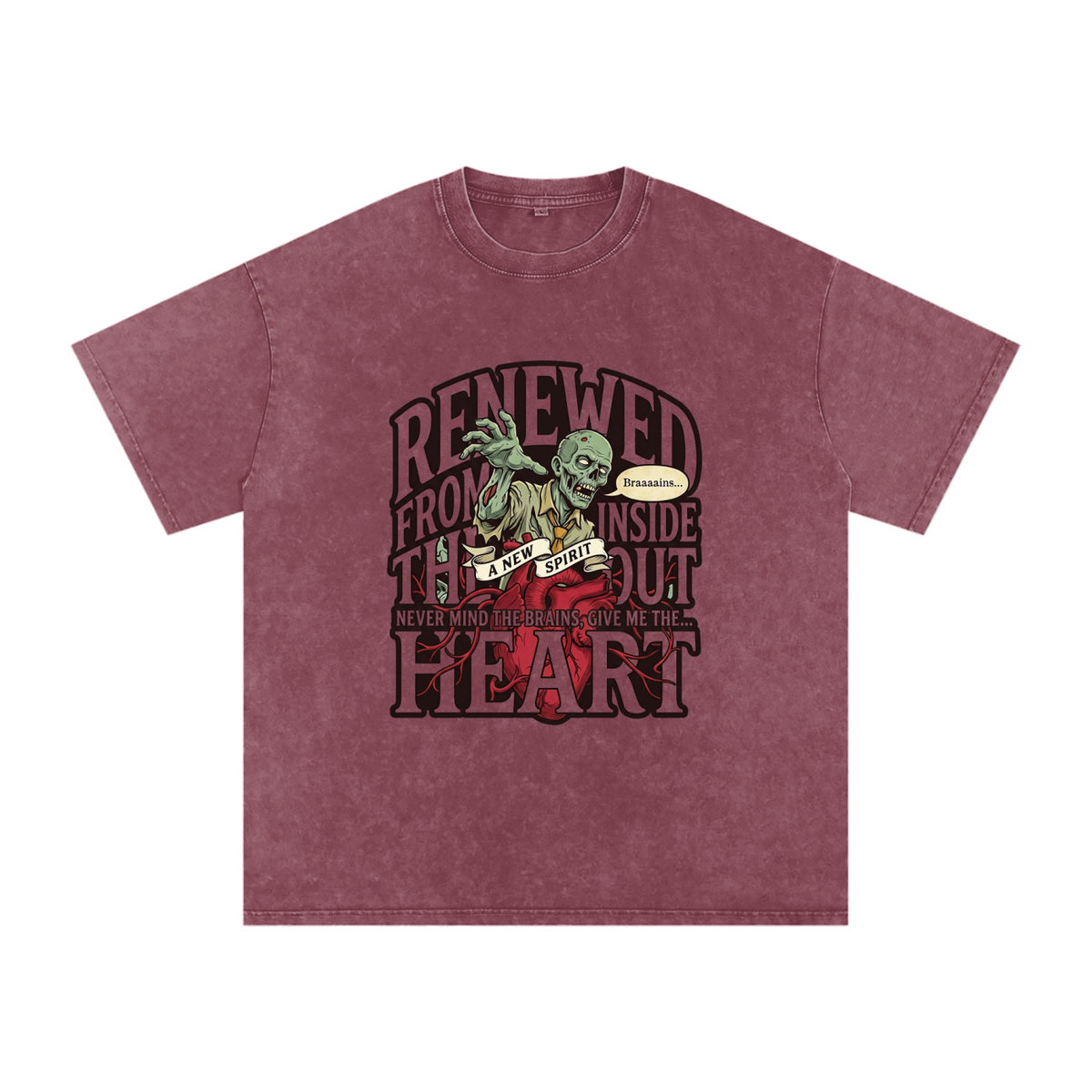 Zombie Snow Washed Oversized Cotton T-Shirt