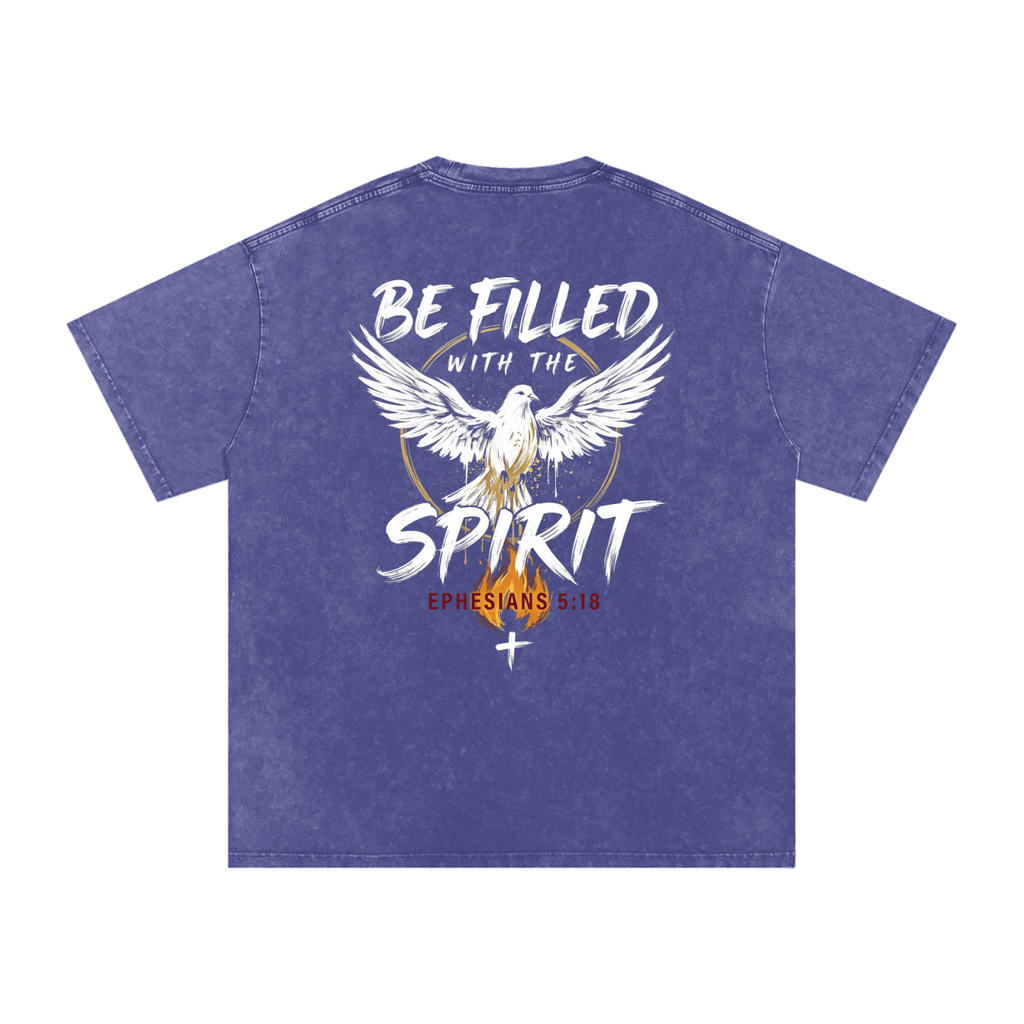 Be filled with the Spirt Snow Washed Oversized Cotton T-Shirt