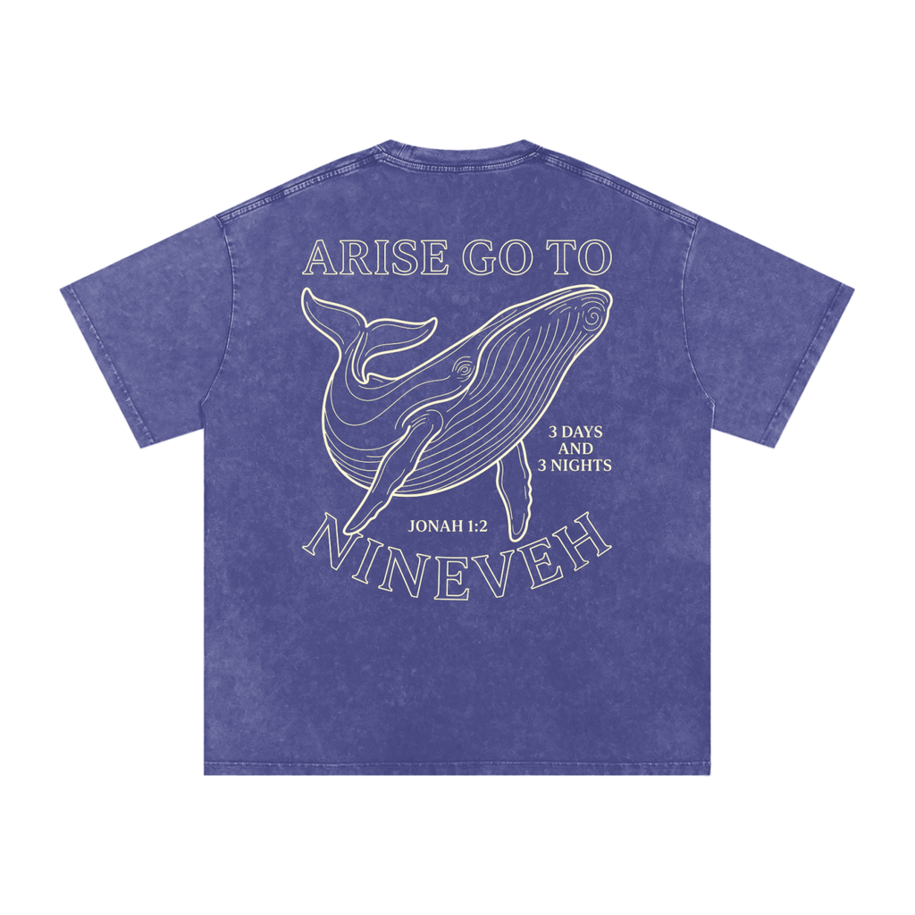 Whale Snow Washed Oversized Cotton T-Shirt