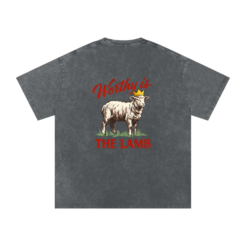 Worthy  is the Lamb Snow Washed Oversized Cotton T-Shirt