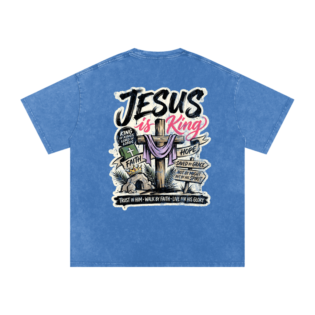 Jesus is King Snow Washed Oversized Cotton T-Shirt