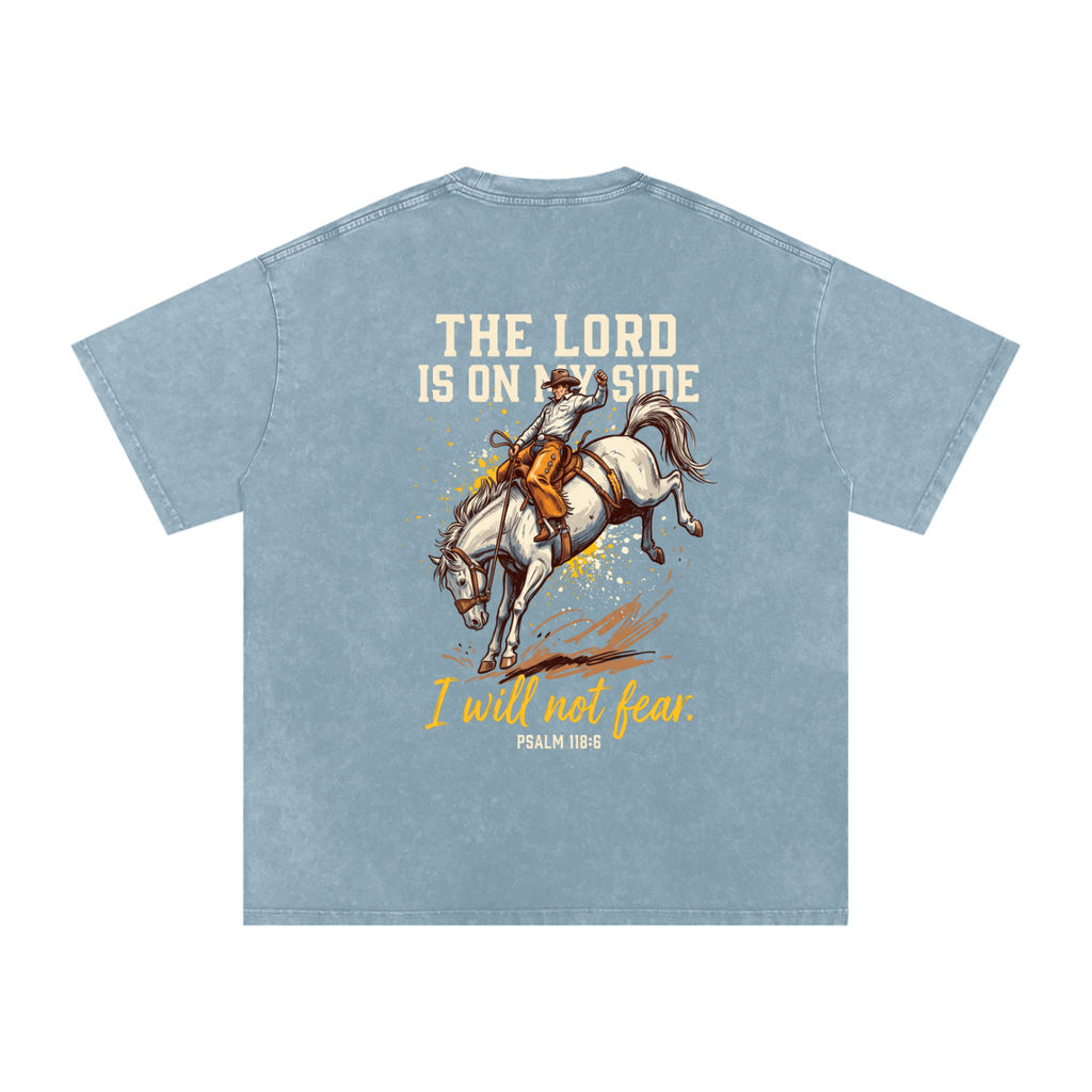 Lord is on my side Snow Washed Oversized Cotton T-Shirt
