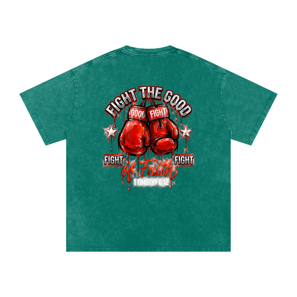 Fight the good fight Snow Washed Oversized Cotton T-Shirt