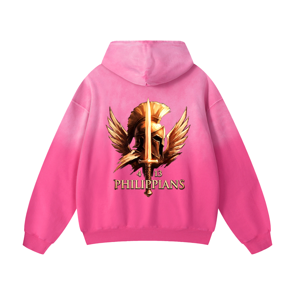 Philippians Helmet and Sword - Heavyweight Sunfade Oversized Hoodie -