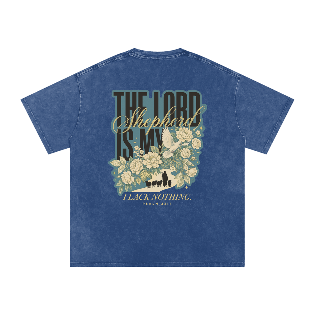 The Lord is my Shepherd Snow Washed Oversized Cotton T-Shirt