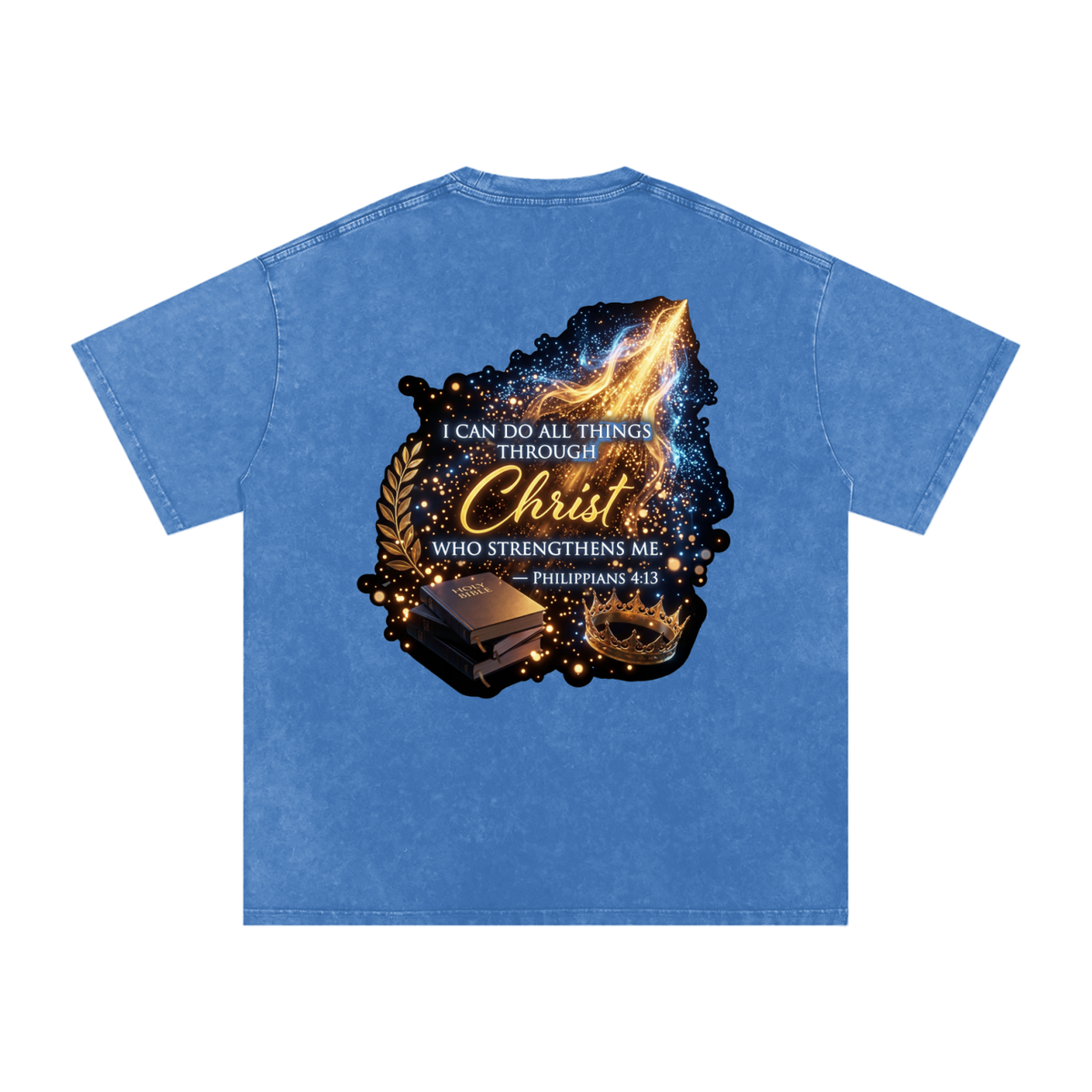 Through Christ Snow Washed Oversized Cotton T-Shirt
