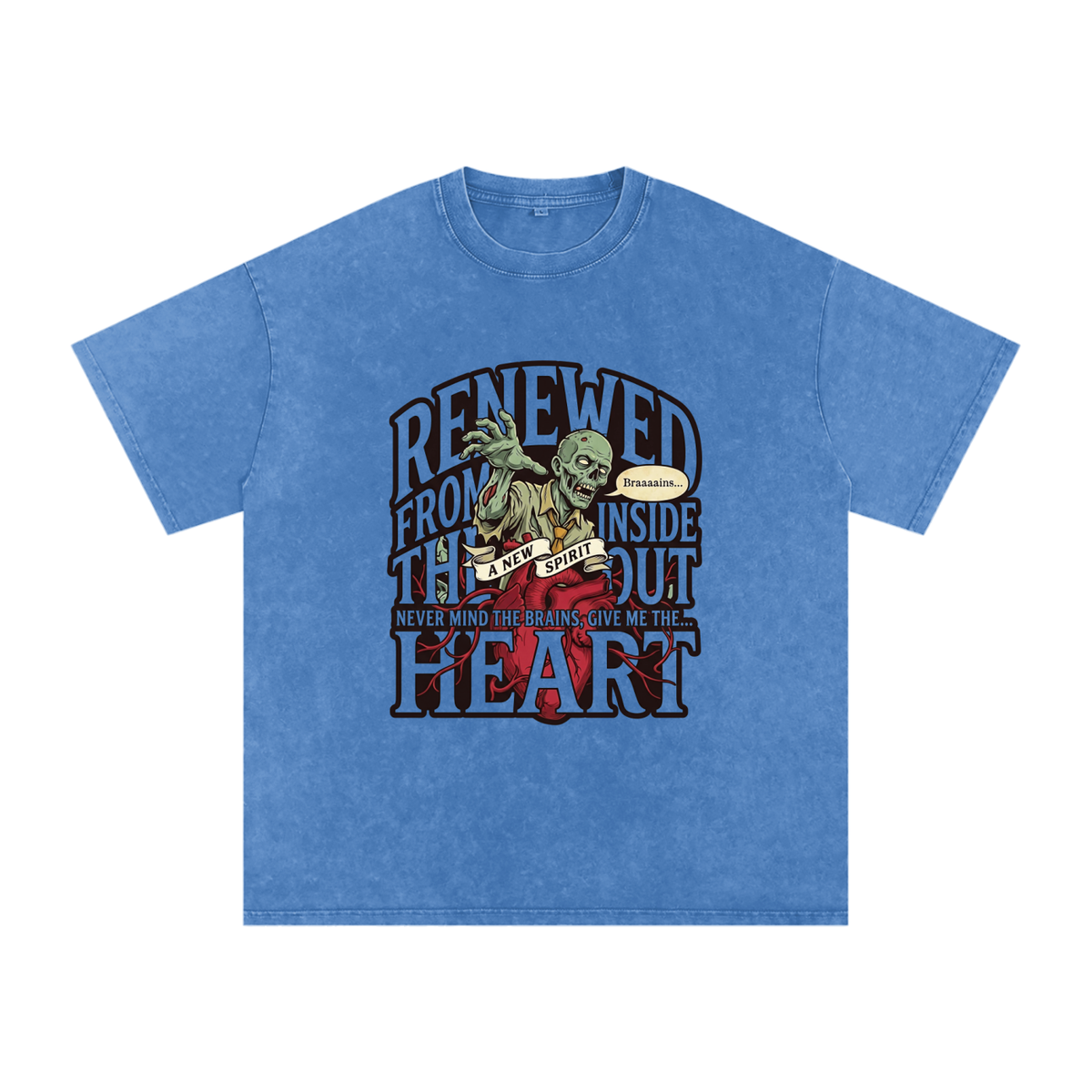 Zombie Snow Washed Oversized Cotton T-Shirt