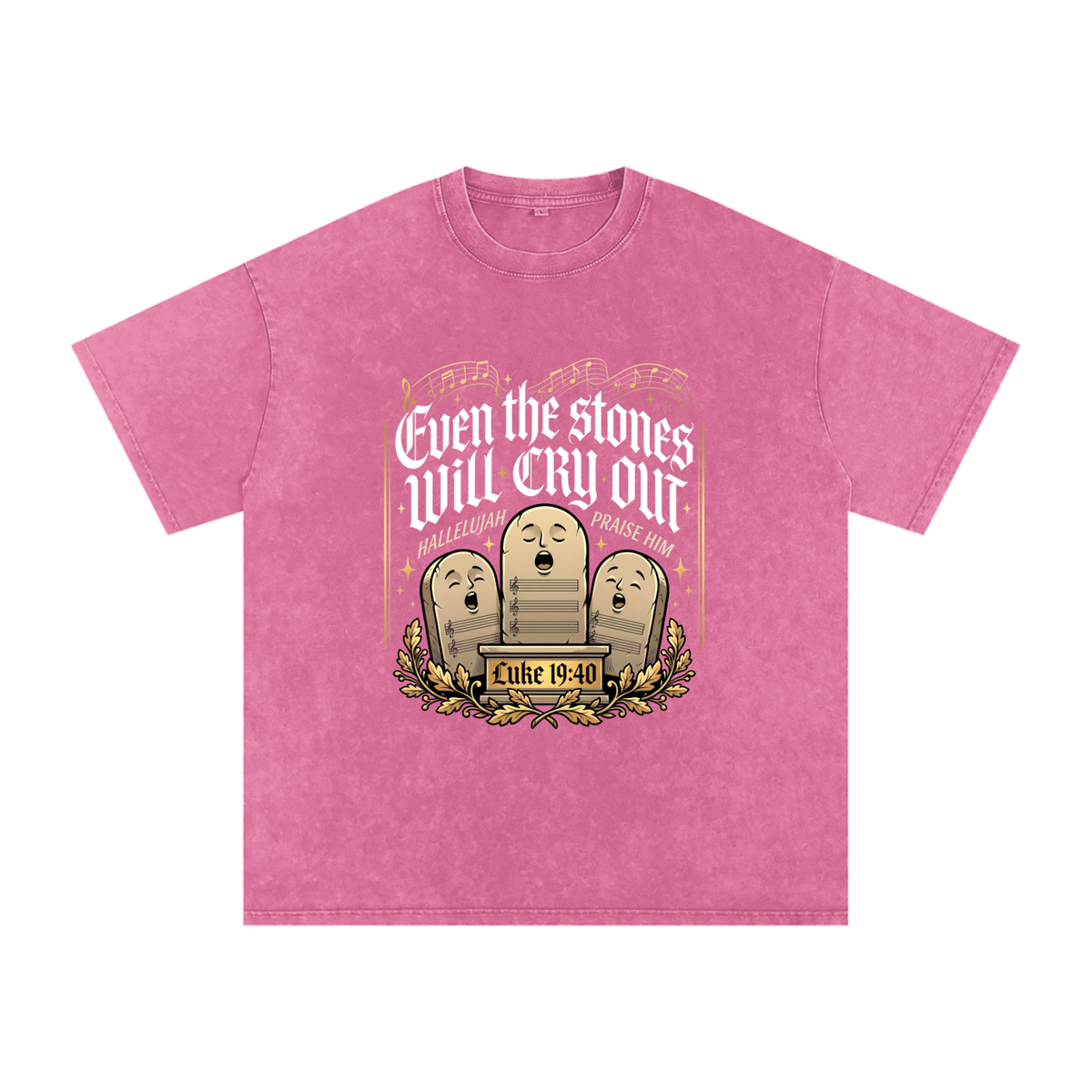 Stones Snow Washed Oversized Cotton T-Shirt