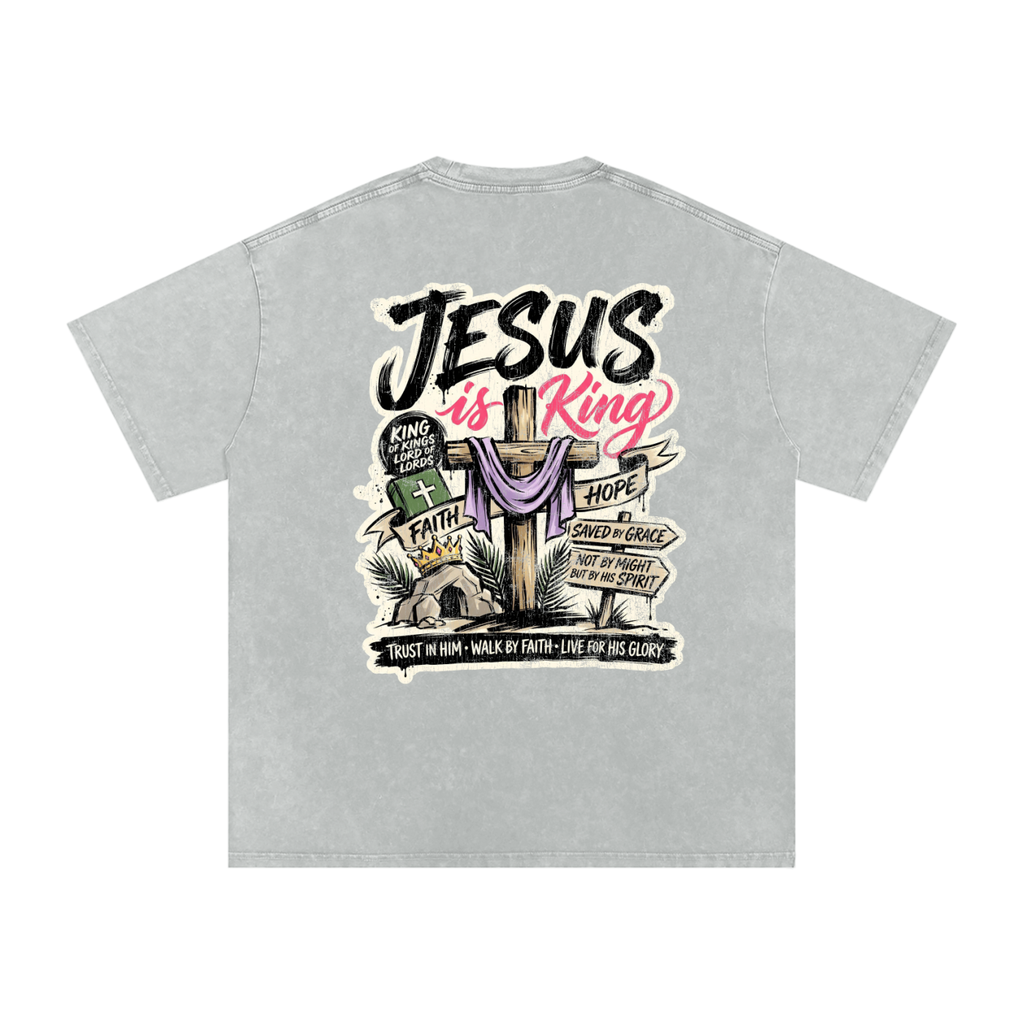 Jesus is King Snow Washed Oversized Cotton T-Shirt