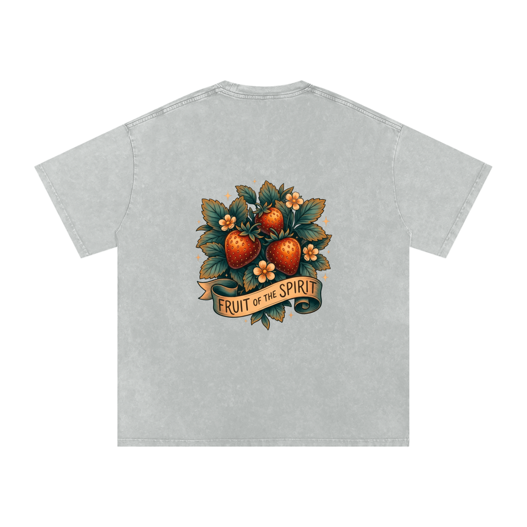 Fruit of the Spirt Snow Washed Oversized Cotton T-Shirt