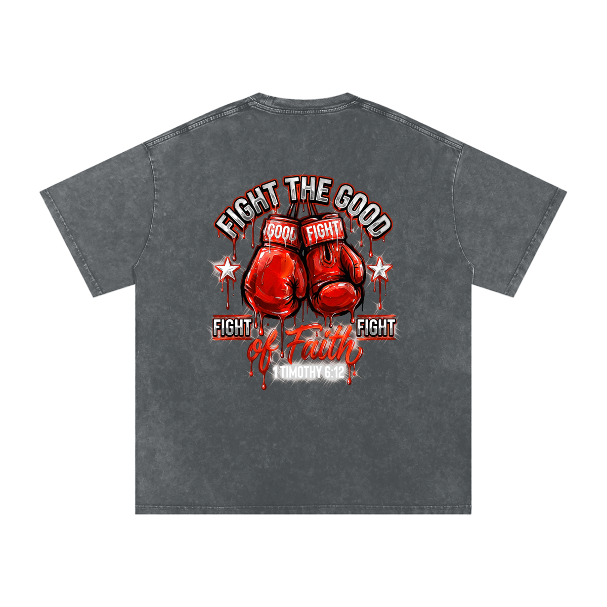 Fight the good fight Snow Washed Oversized Cotton T-Shirt