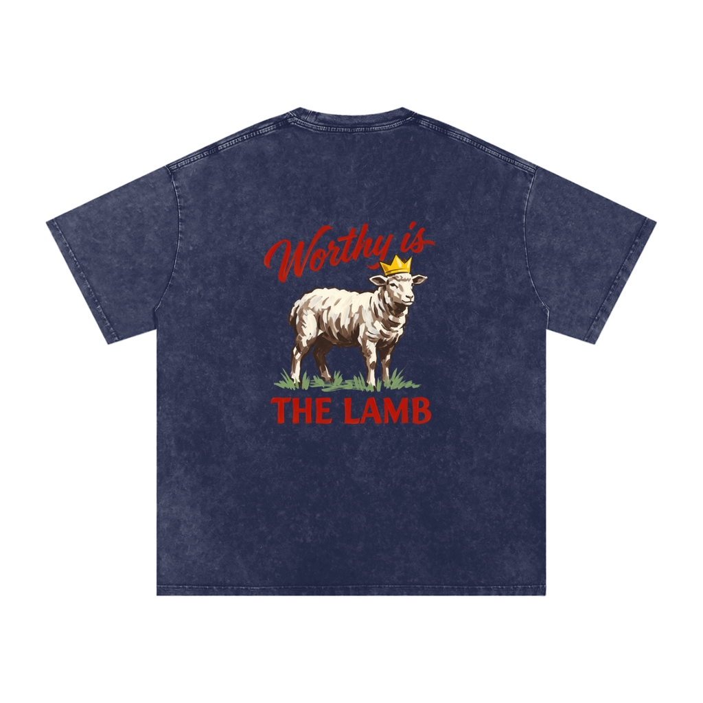 Worthy  is the Lamb Snow Washed Oversized Cotton T-Shirt