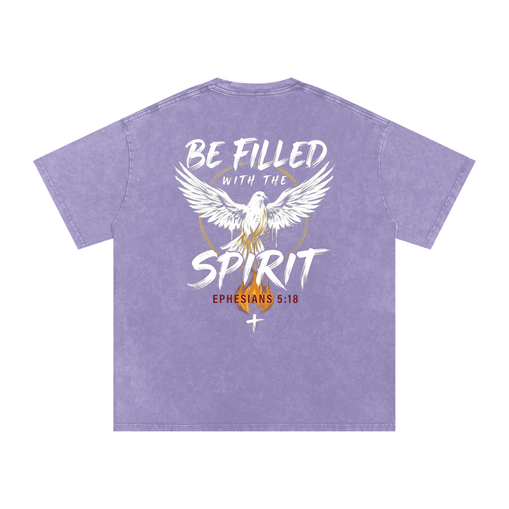Be filled with the Spirt Snow Washed Oversized Cotton T-Shirt
