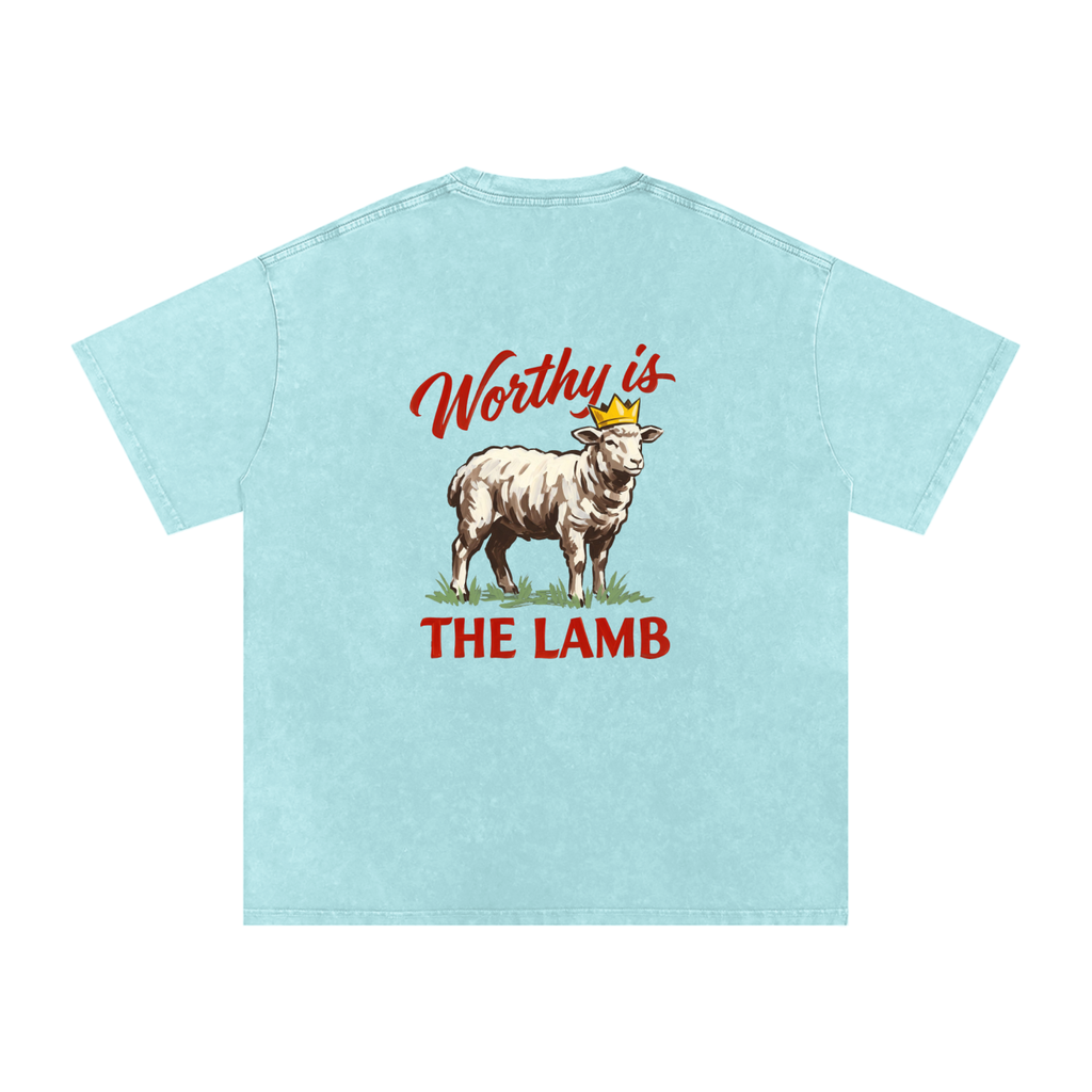 Worthy  is the Lamb Snow Washed Oversized Cotton T-Shirt