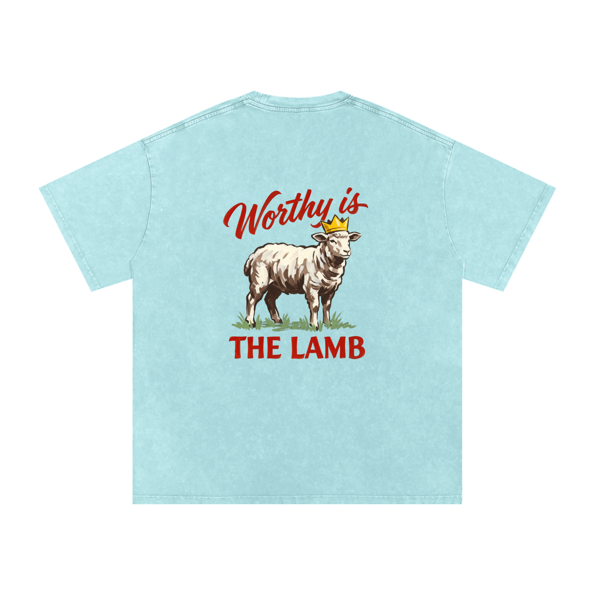 Worthy  is the Lamb Snow Washed Oversized Cotton T-Shirt