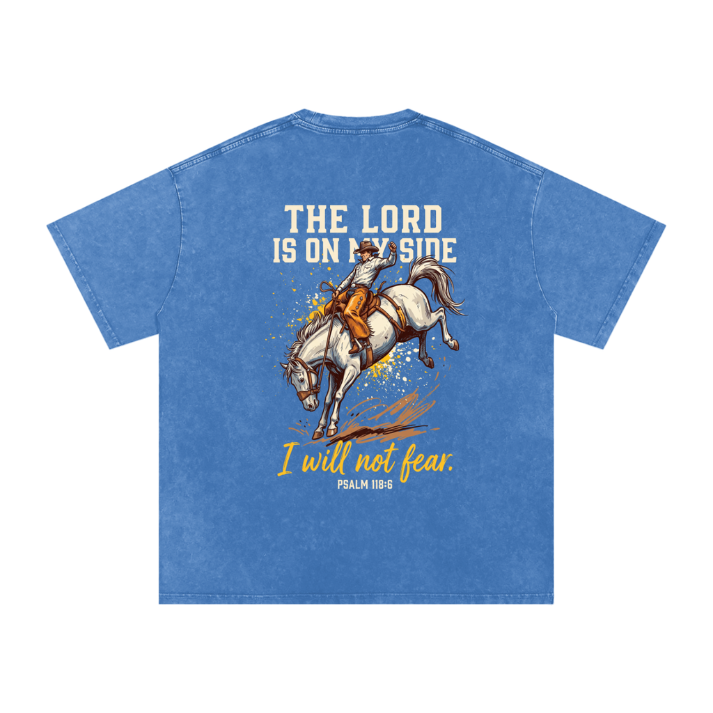 Lord is on my side Snow Washed Oversized Cotton T-Shirt