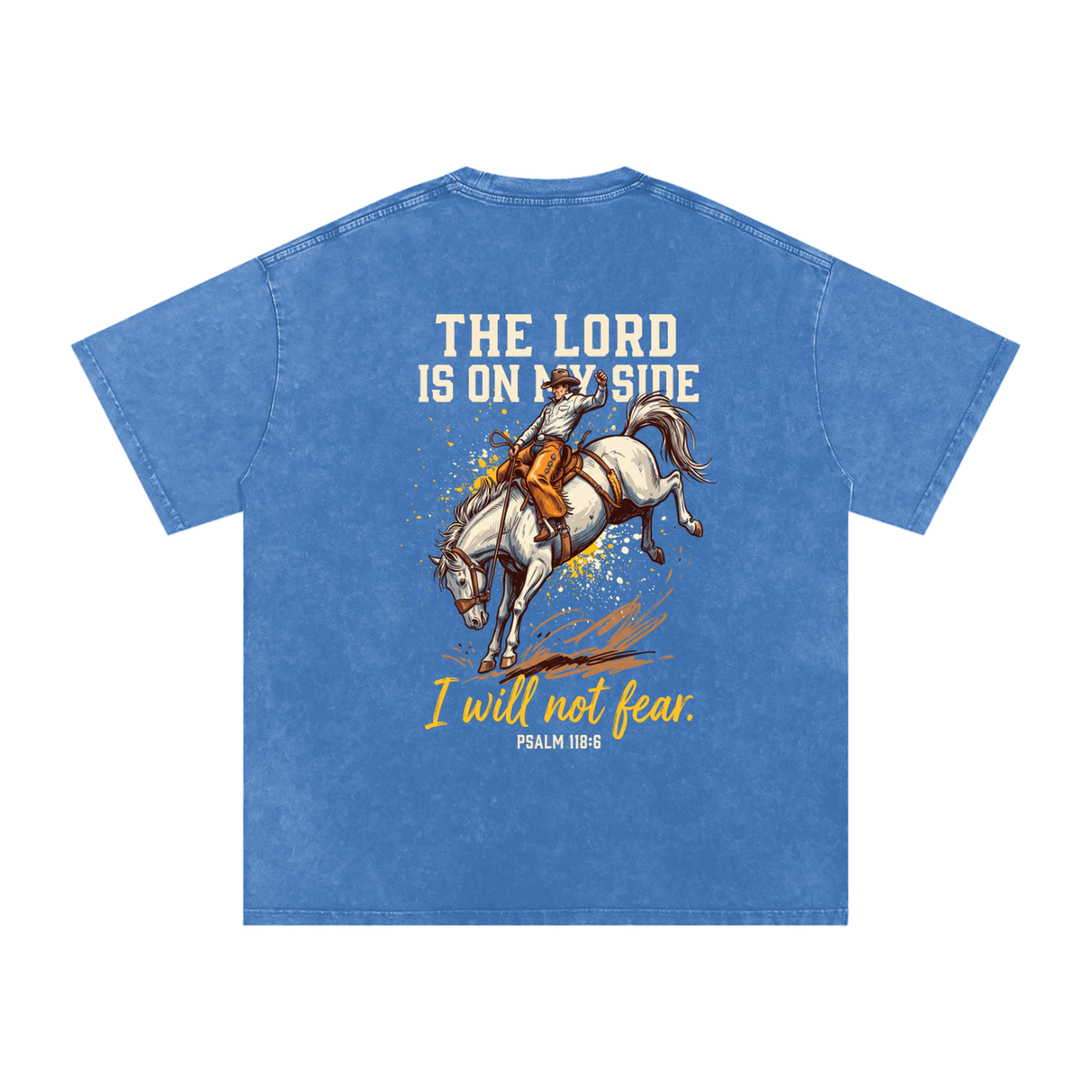 Lord is on my side Snow Washed Oversized Cotton T-Shirt