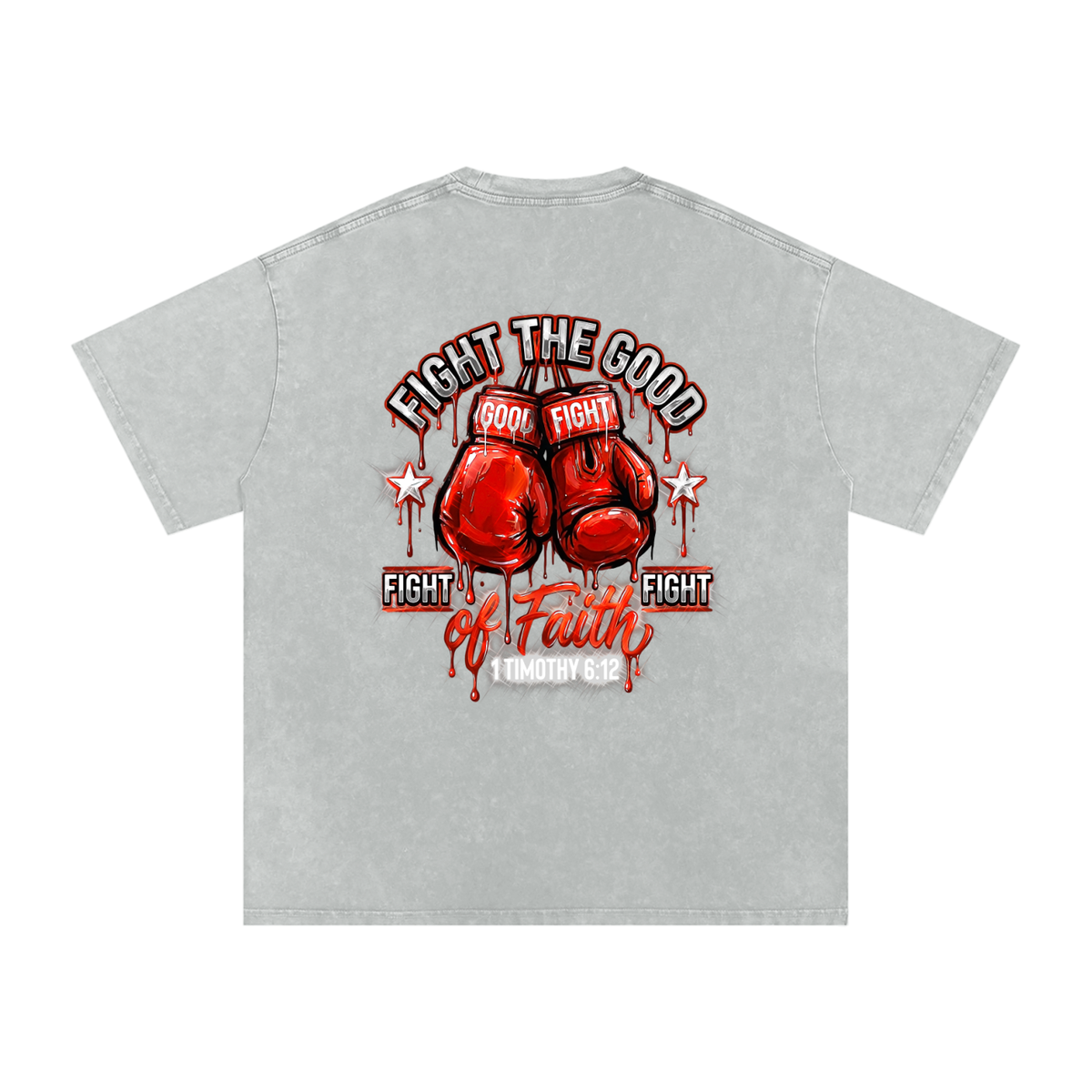 Fight the good fight Snow Washed Oversized Cotton T-Shirt