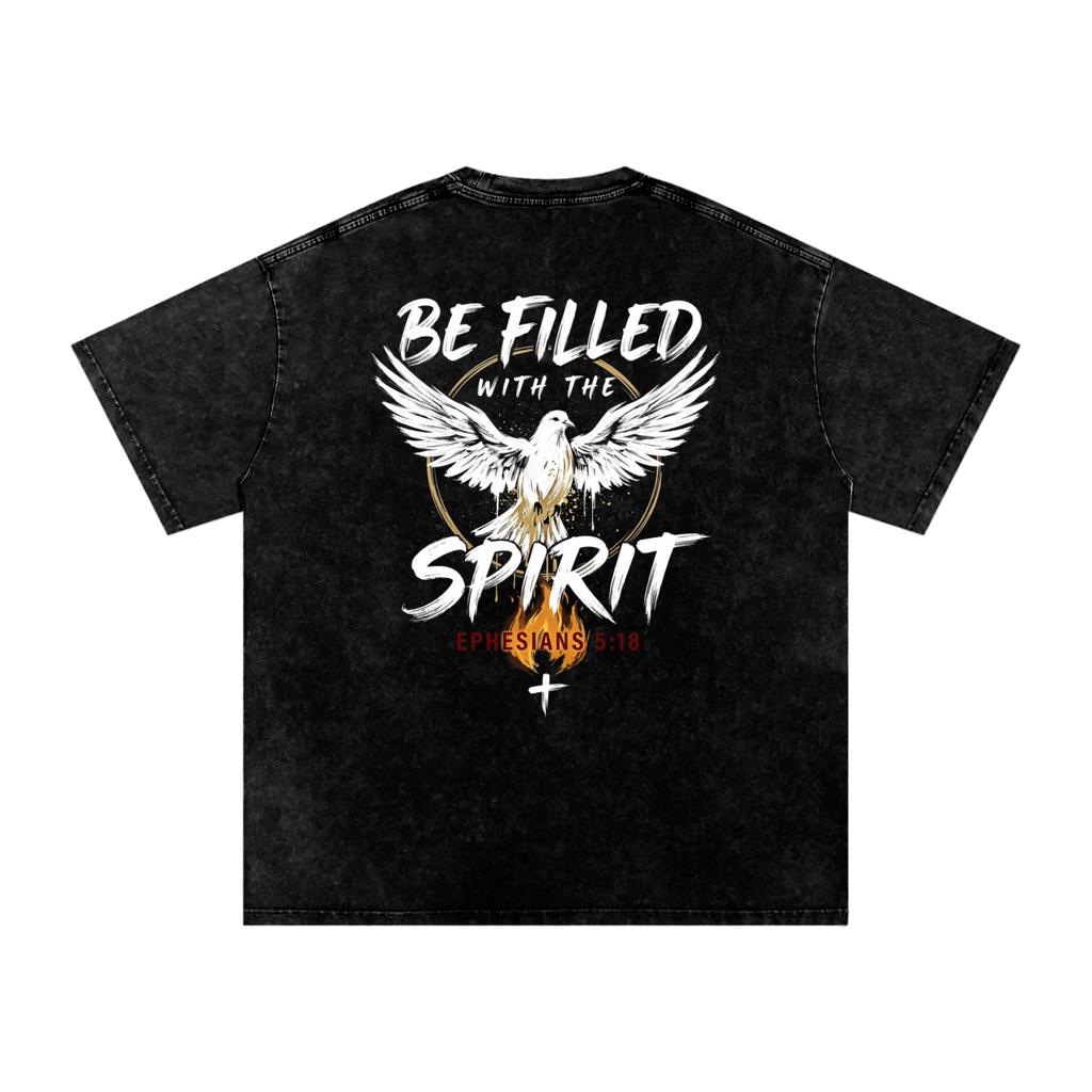 Be filled with the Spirt Snow Washed Oversized Cotton T-Shirt