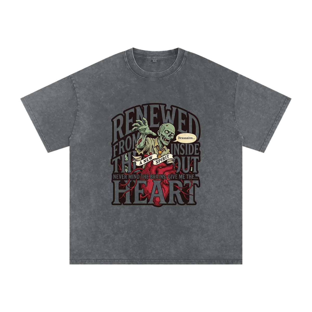 Zombie Snow Washed Oversized Cotton T-Shirt