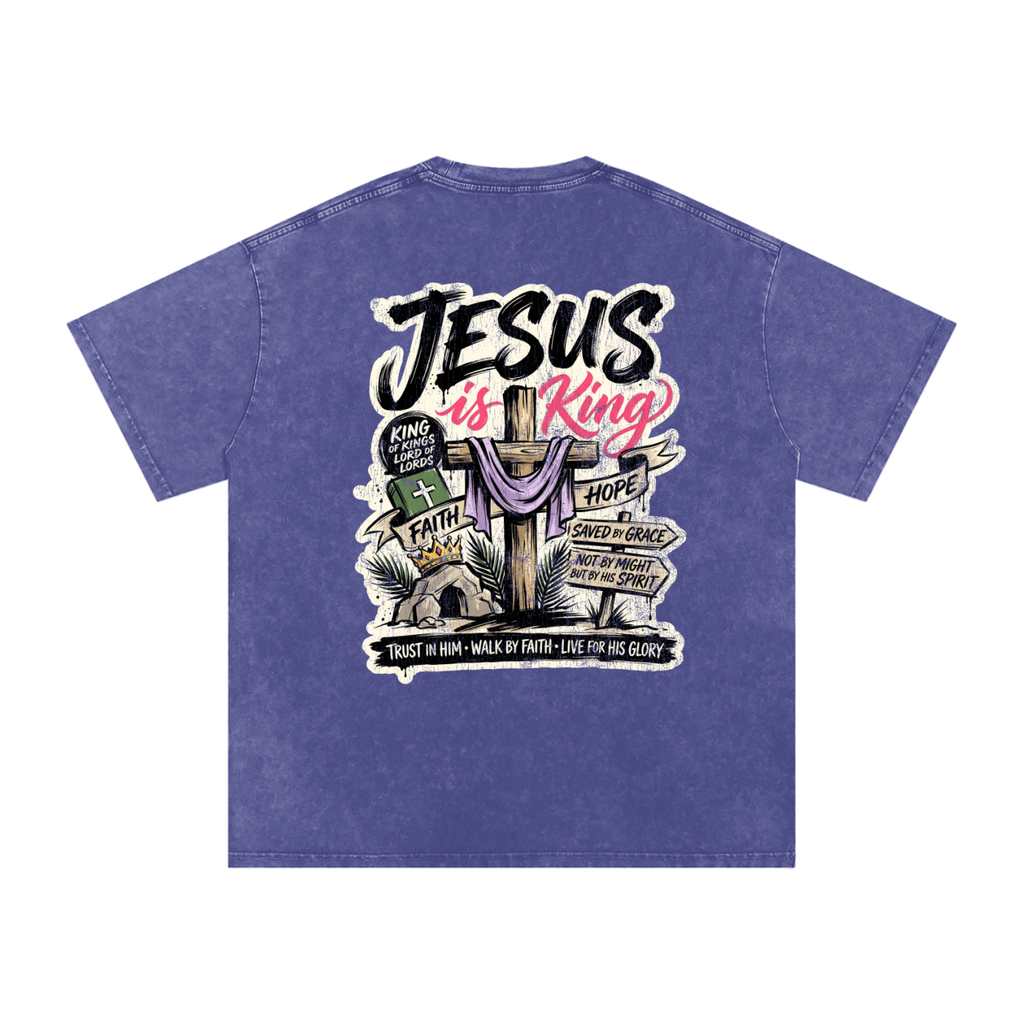 Jesus is King Snow Washed Oversized Cotton T-Shirt