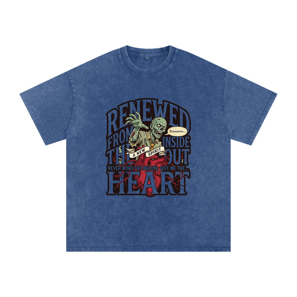 Zombie Snow Washed Oversized Cotton T-Shirt