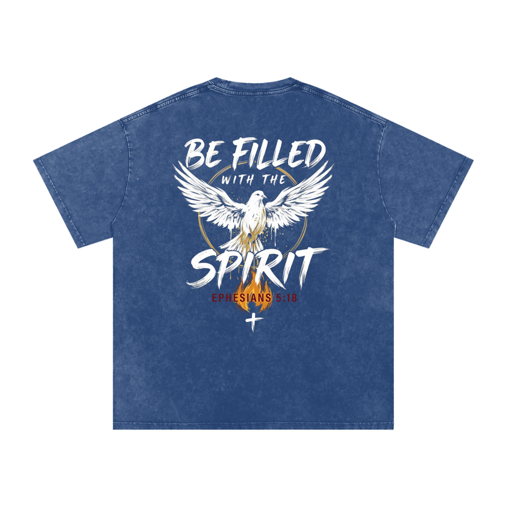Be filled with the Spirt Snow Washed Oversized Cotton T-Shirt