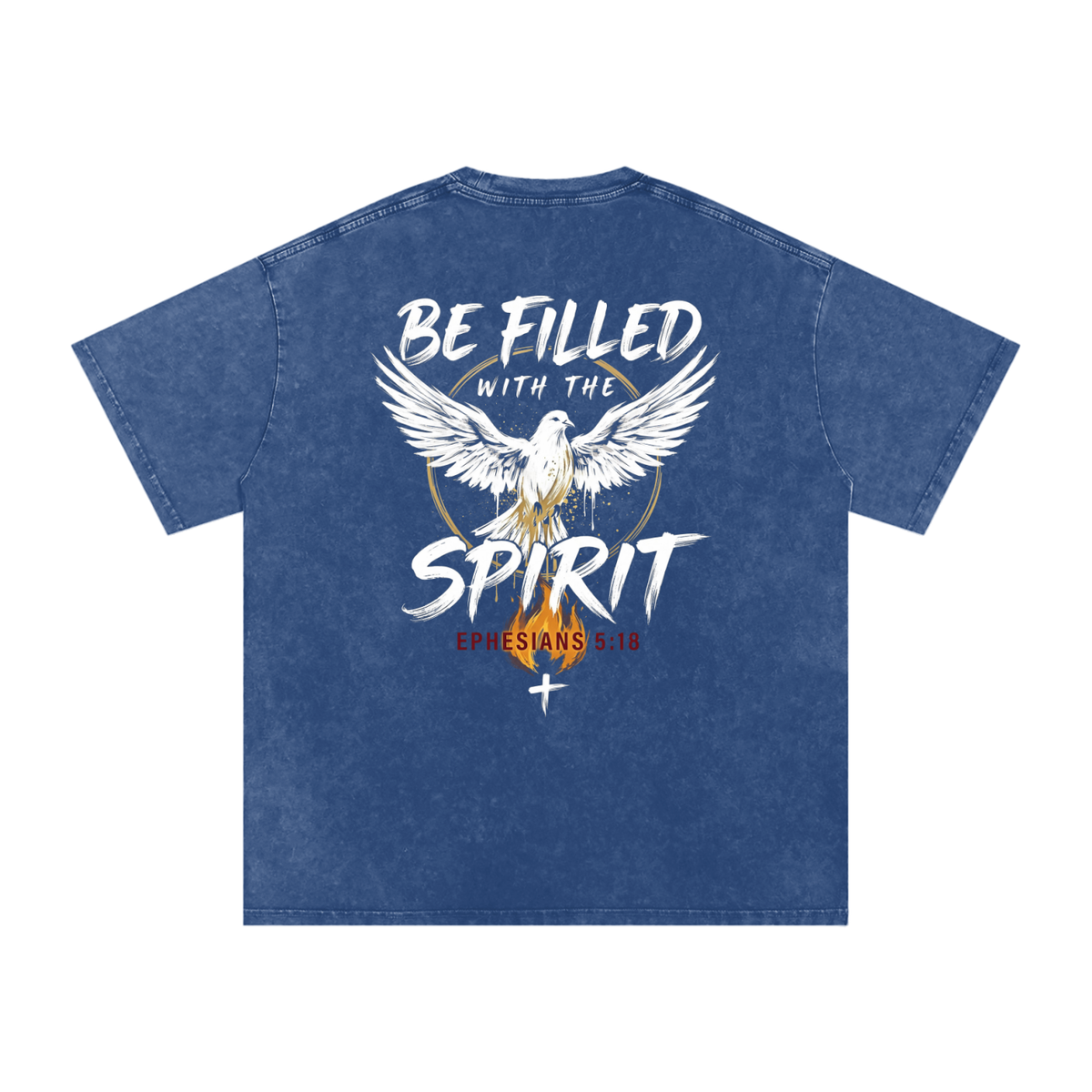 Be filled with the Spirt Snow Washed Oversized Cotton T-Shirt