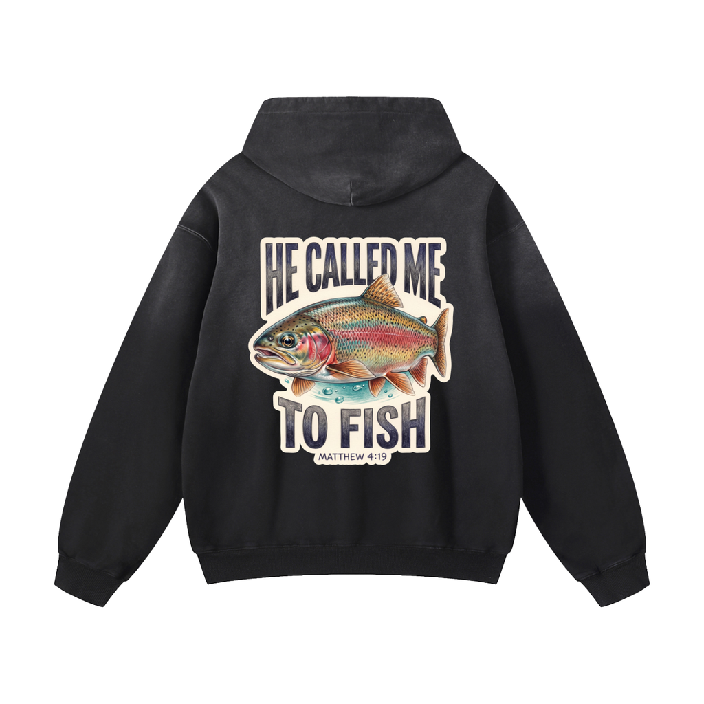 Called to Fish - Heavyweight Sunfade Oversized Hoodie -