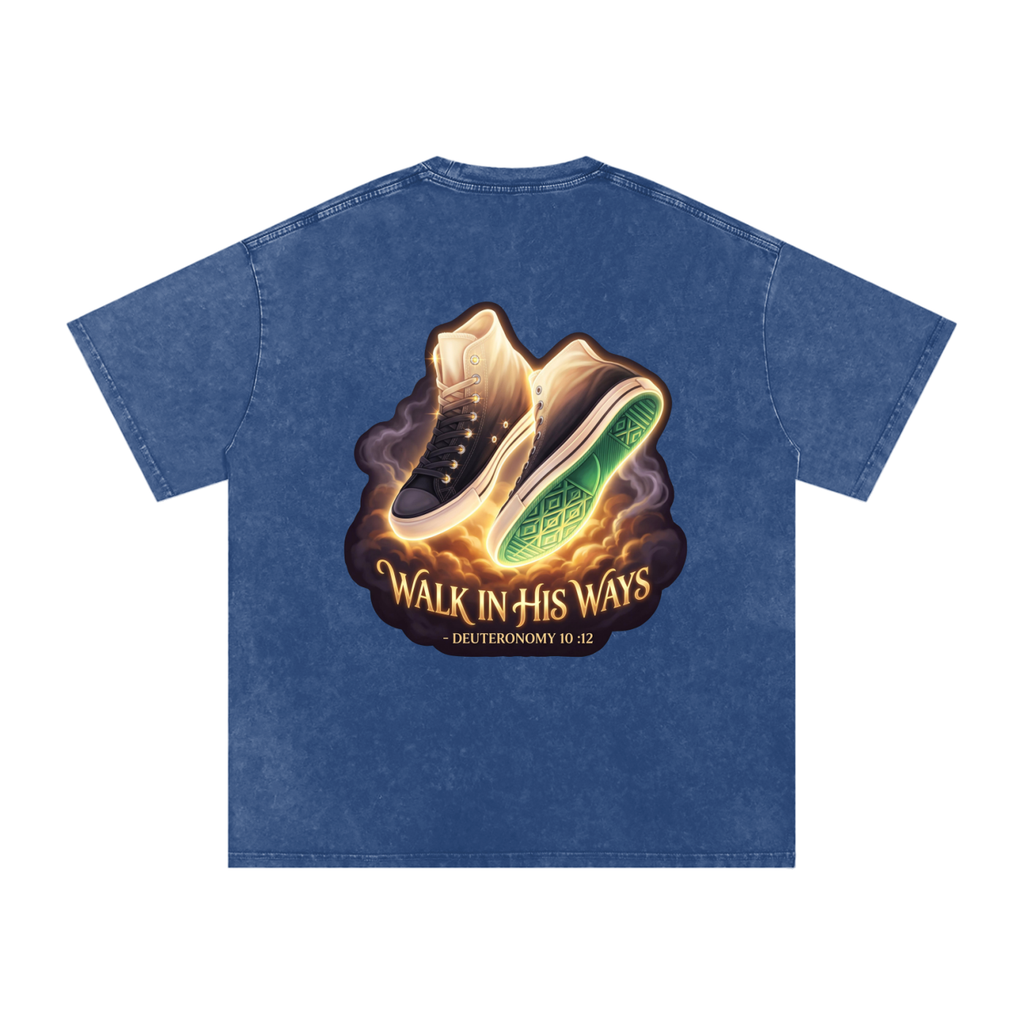 Walk in his ways Snow Washed Oversized Cotton T-Shirt