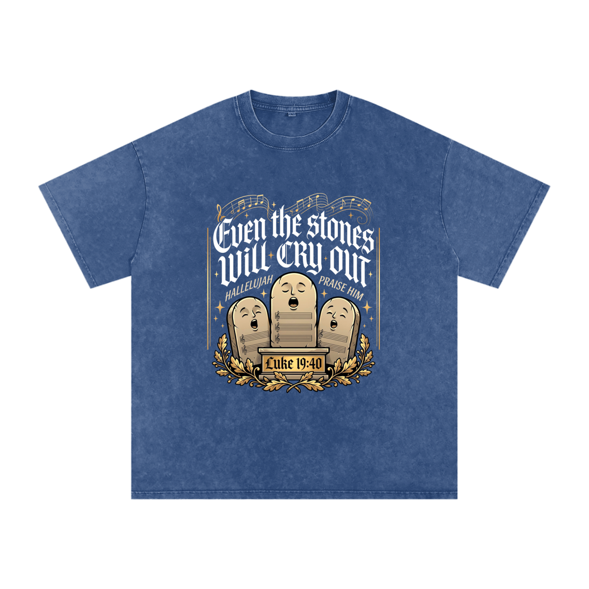 Stones Snow Washed Oversized Cotton T-Shirt