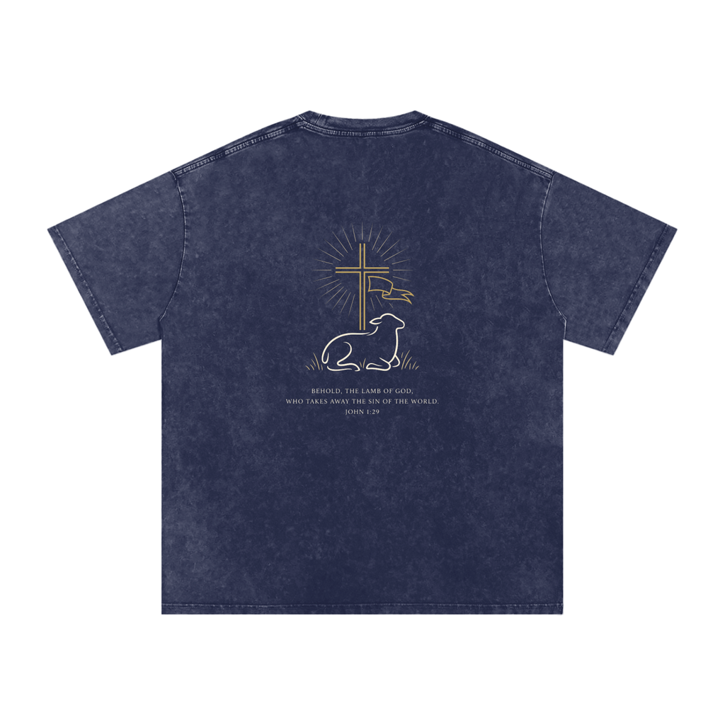 Lamb Snow Washed Oversized Cotton T-Shirt