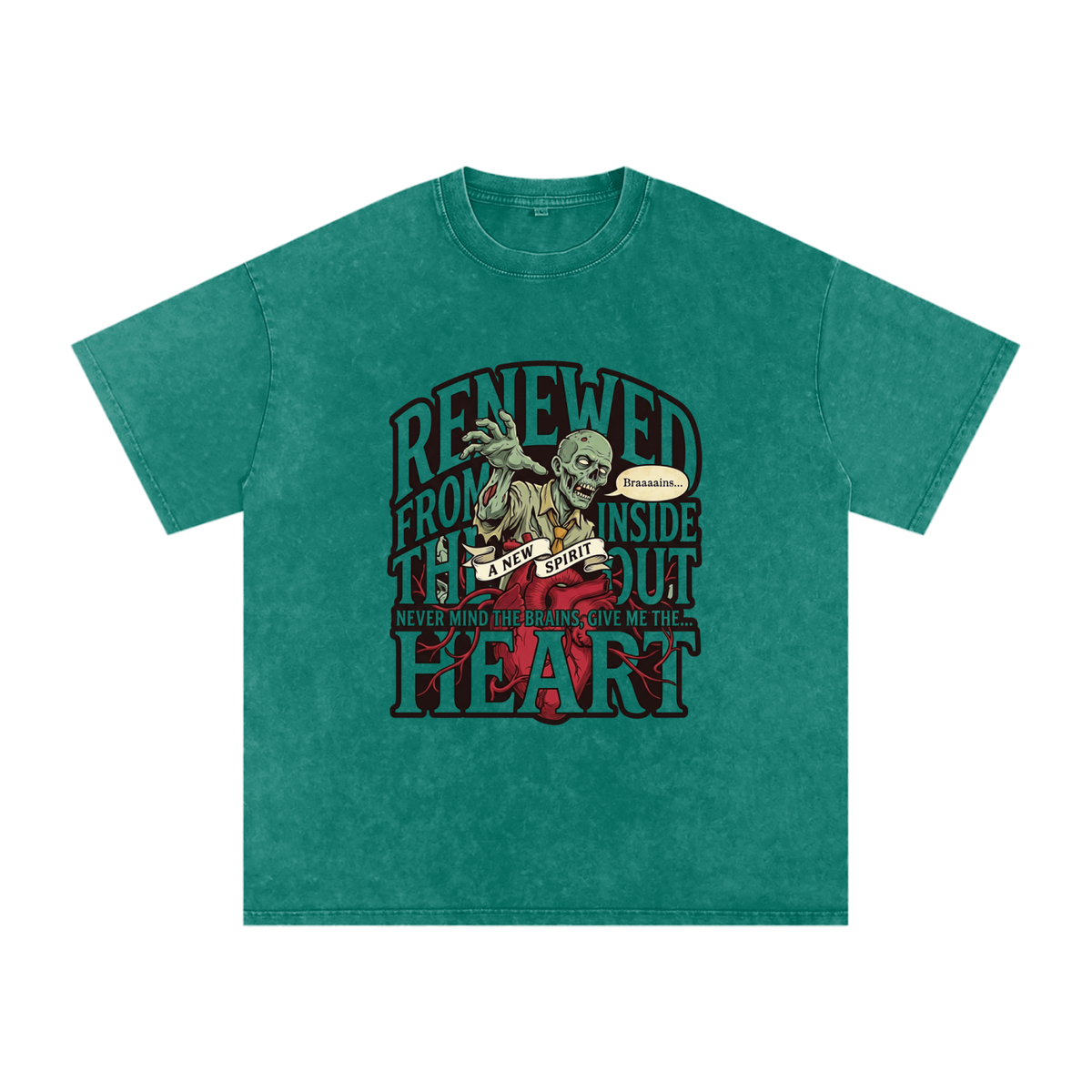 Zombie Snow Washed Oversized Cotton T-Shirt