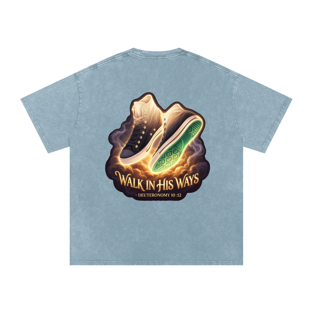 Walk in his ways Snow Washed Oversized Cotton T-Shirt