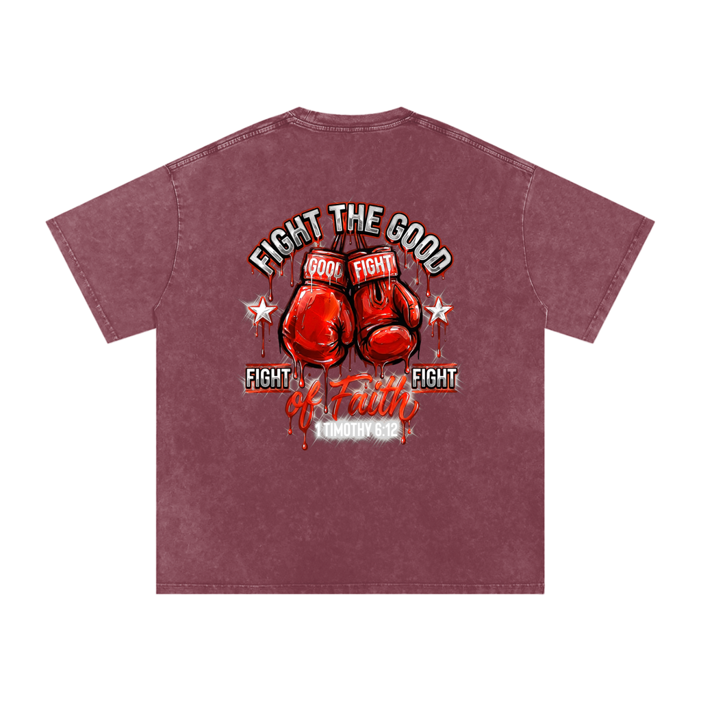 Fight the good fight Snow Washed Oversized Cotton T-Shirt
