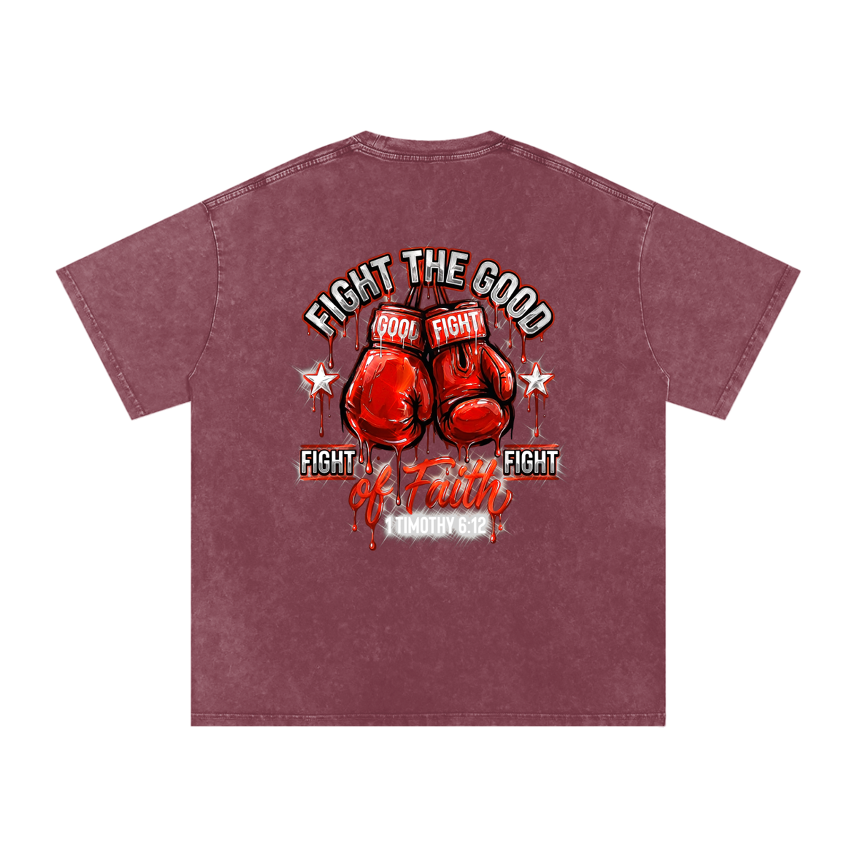 Fight the good fight Snow Washed Oversized Cotton T-Shirt