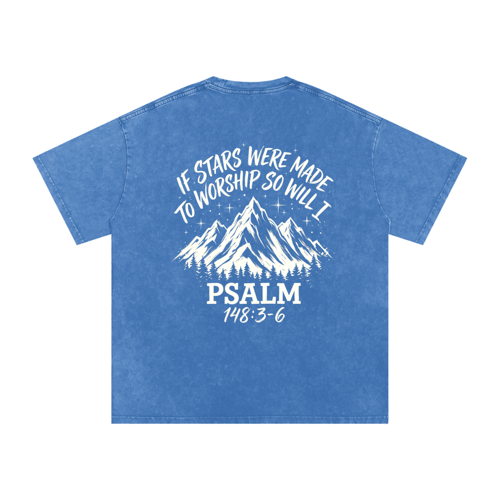 Move Mountains Snow Washed Oversized Cotton T-Shirt