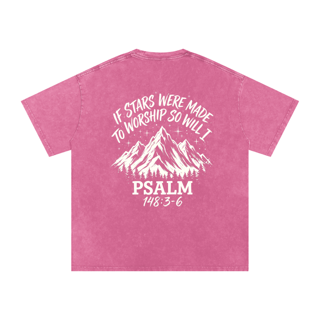 Move Mountains Snow Washed Oversized Cotton T-Shirt