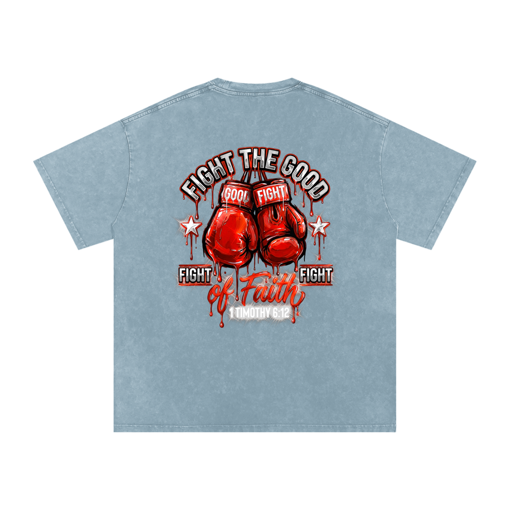 Fight the good fight Snow Washed Oversized Cotton T-Shirt