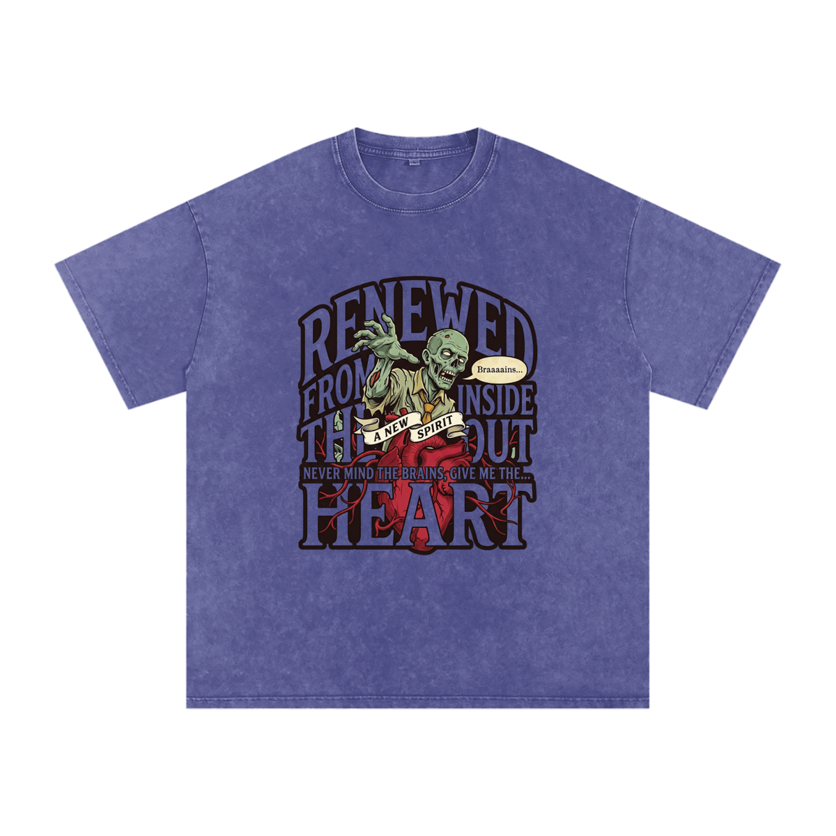Zombie Snow Washed Oversized Cotton T-Shirt