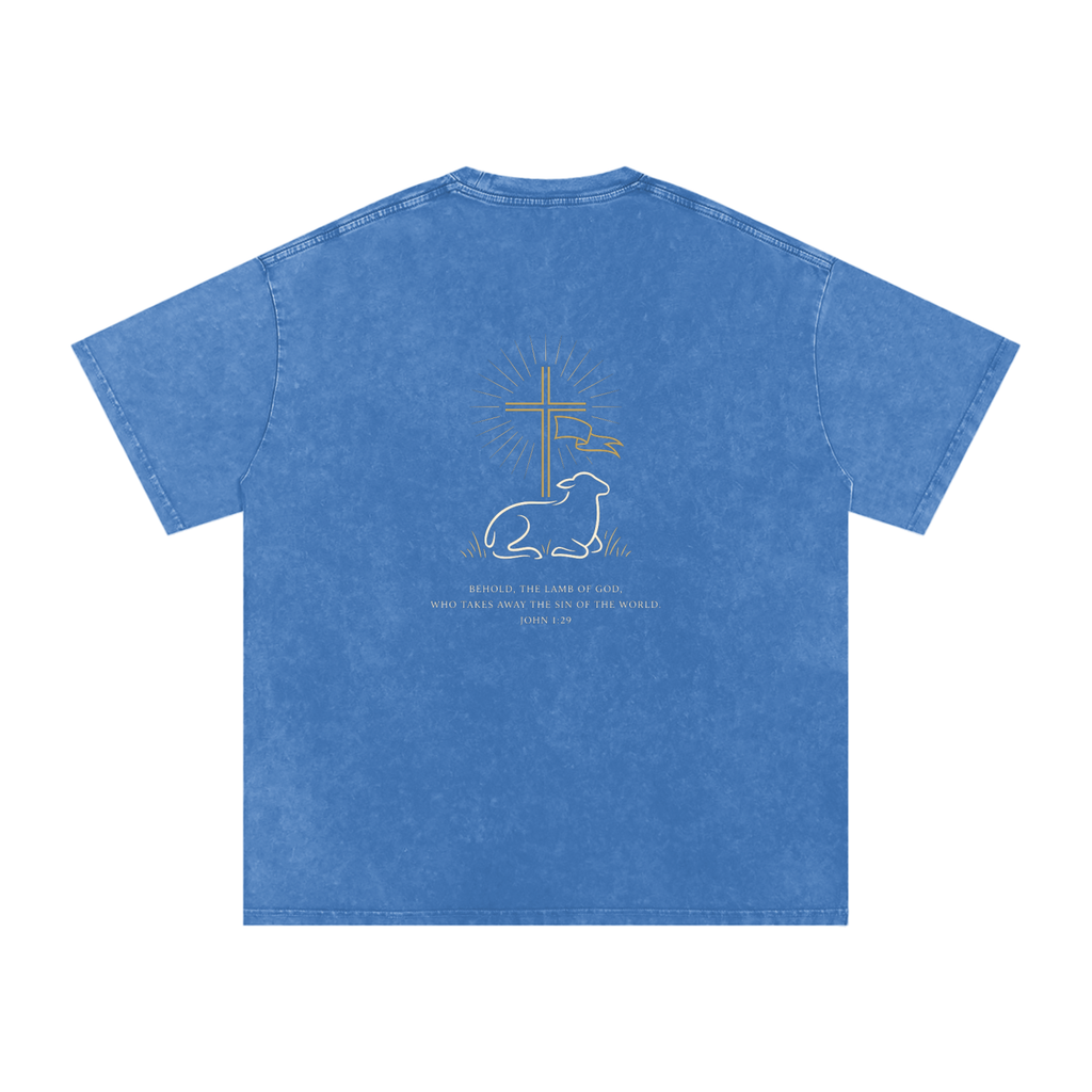 Lamb Snow Washed Oversized Cotton T-Shirt