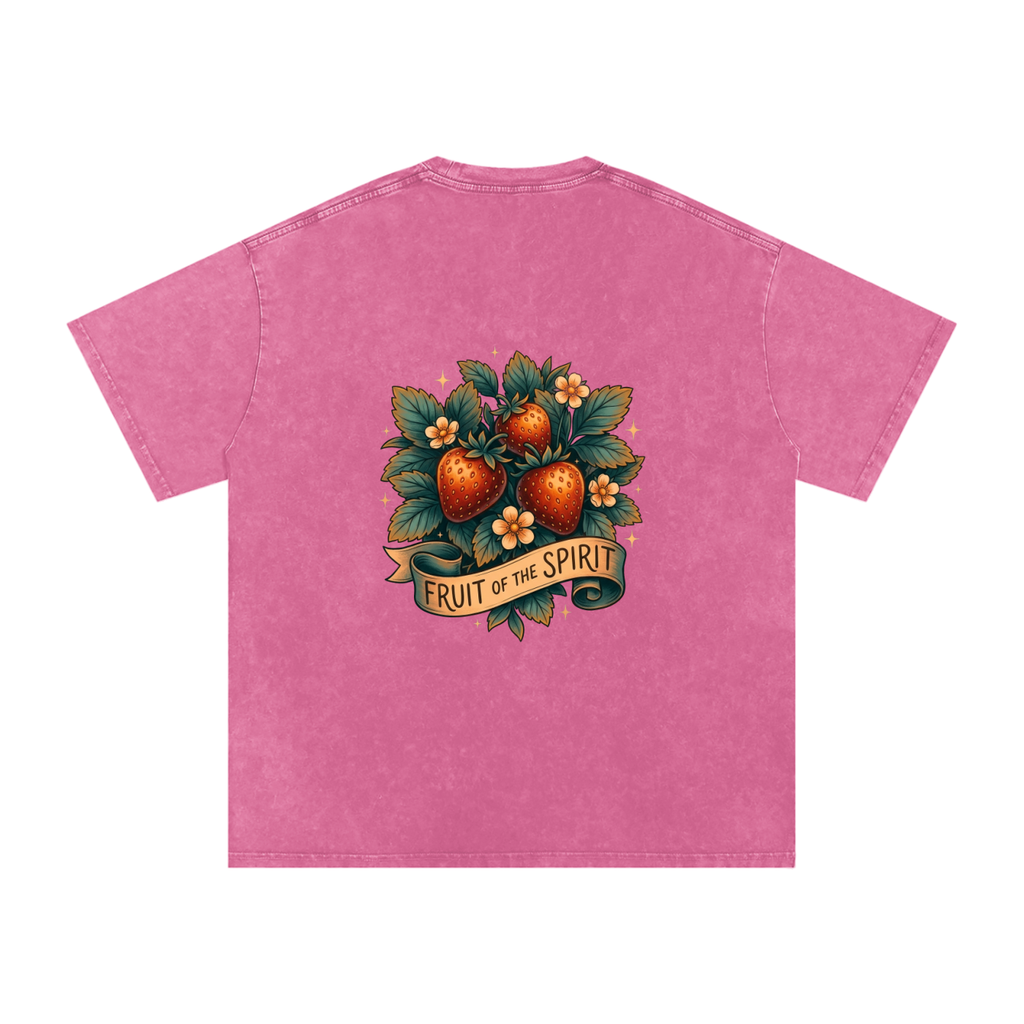 Fruit of the Spirt Snow Washed Oversized Cotton T-Shirt