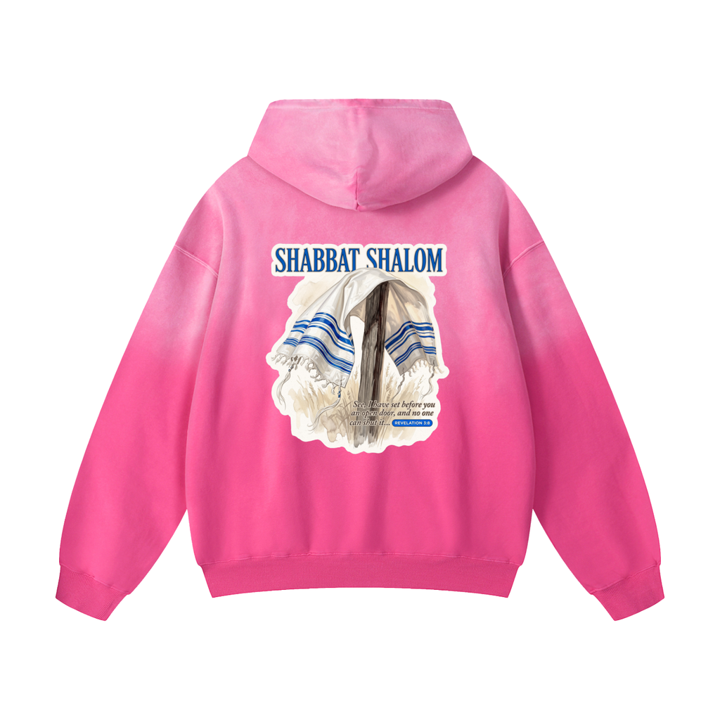 Shabbat Shalom Heavyweight Sunfade Oversized Hoodie