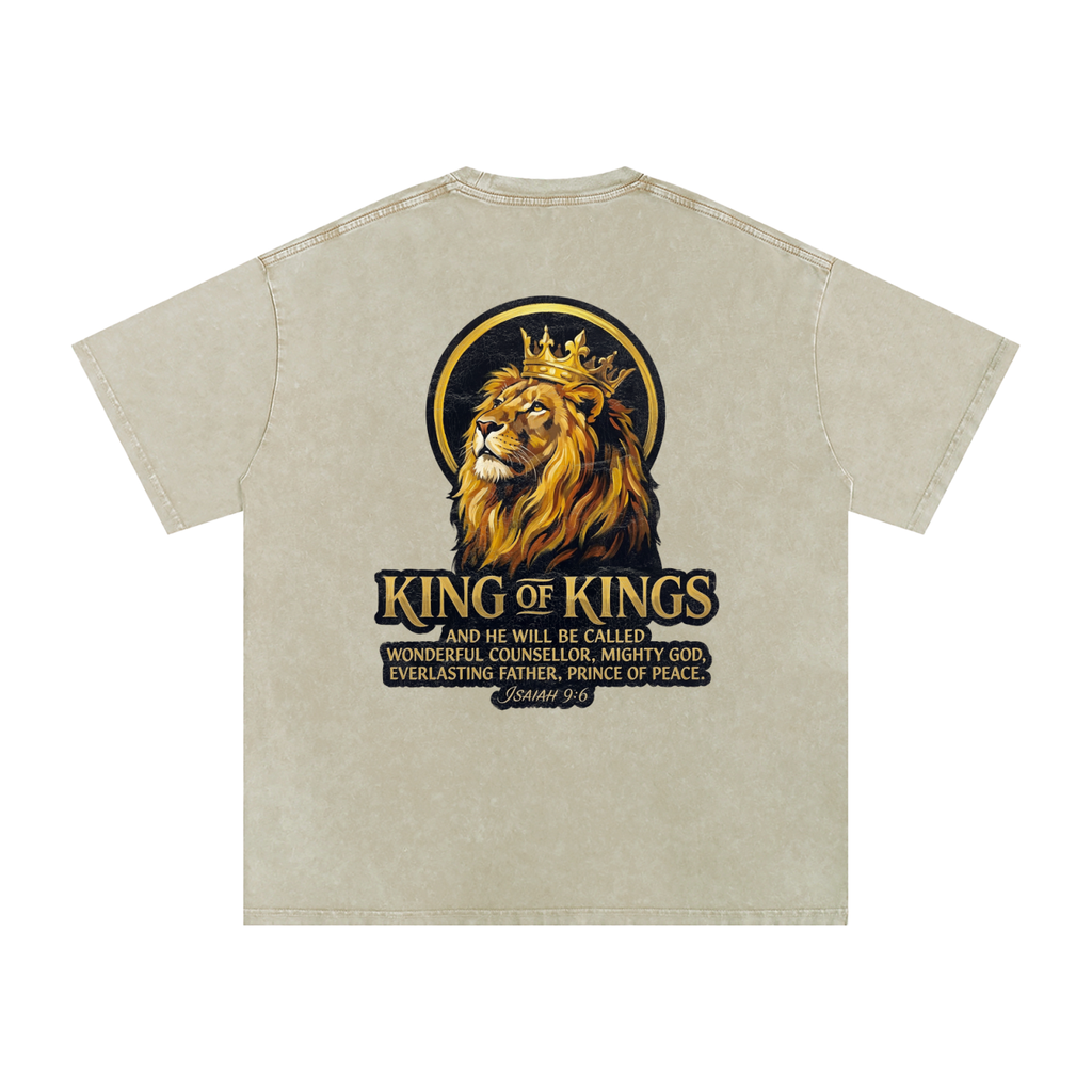 King of Kings Snow Washed Oversized Cotton T-Shirt