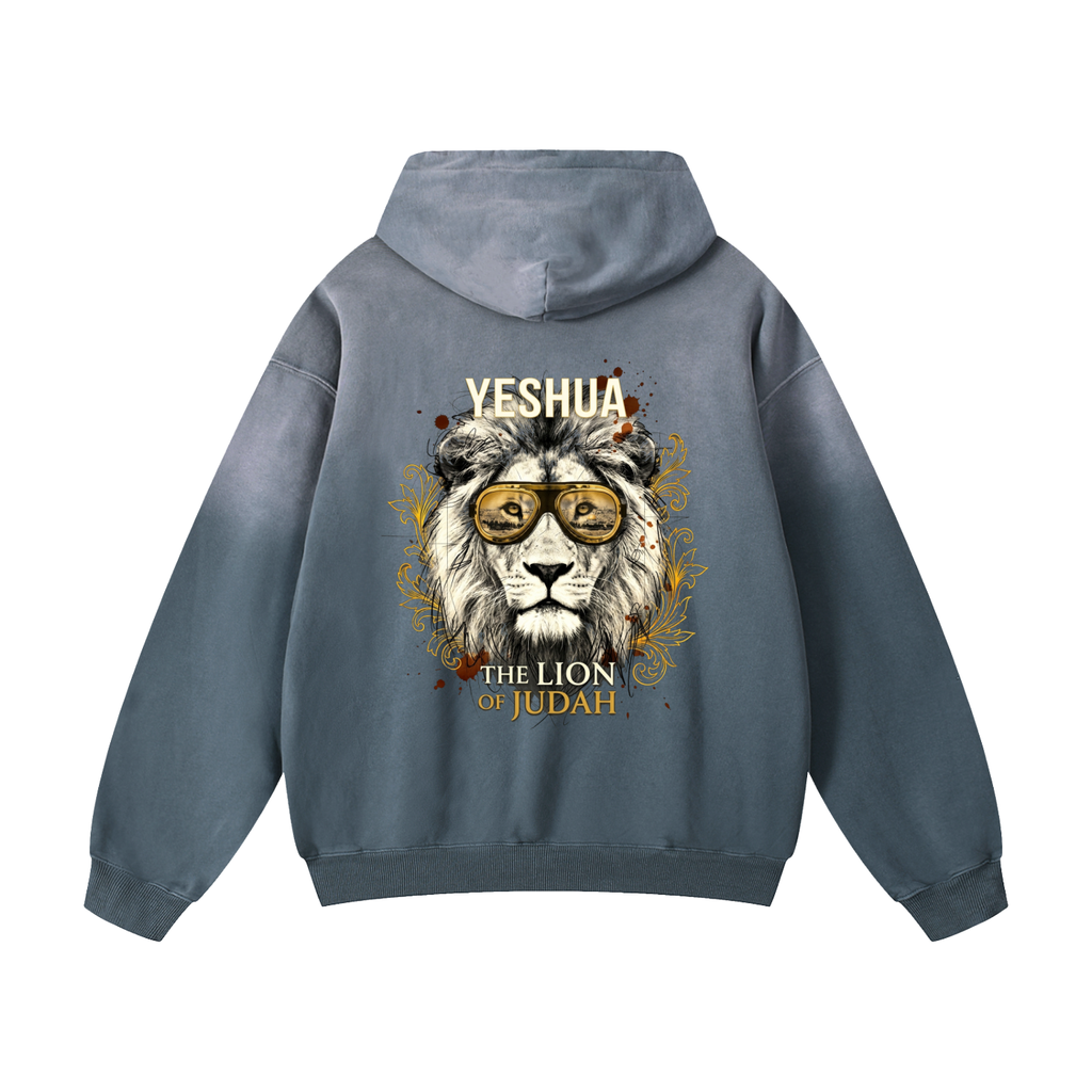 Yeshua the lion of Judah - Heavyweight Sunfade Oversized Hoodie -