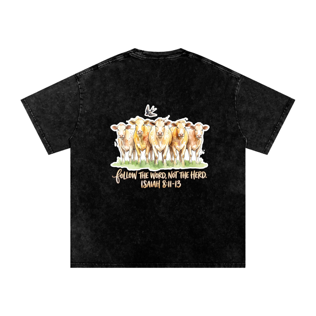 Don't fallow the heard Snow Washed Oversized Cotton T-Shirt